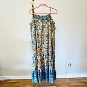 Slickblue Floral Print Drop Down Maxi Dress with Spaghetti Straps